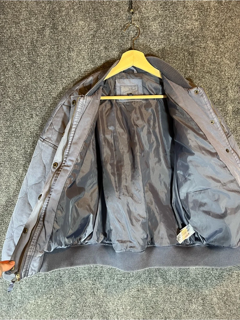 Quilted Bomber Jacket - Dusty Blue